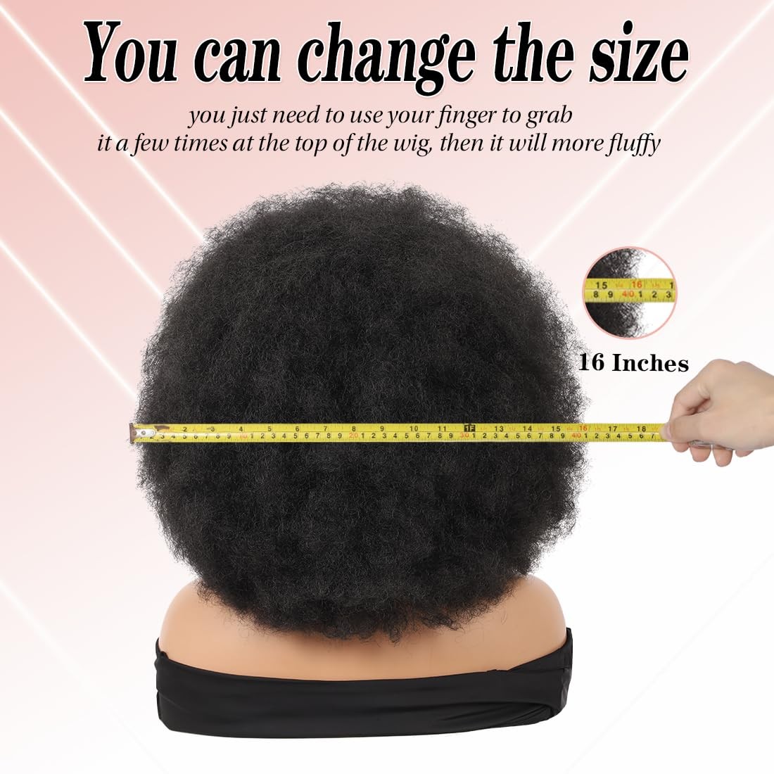 Kalyss Kinky Curly Afro Wig with Bangs 70s 1 Count (Pack of 1), Black