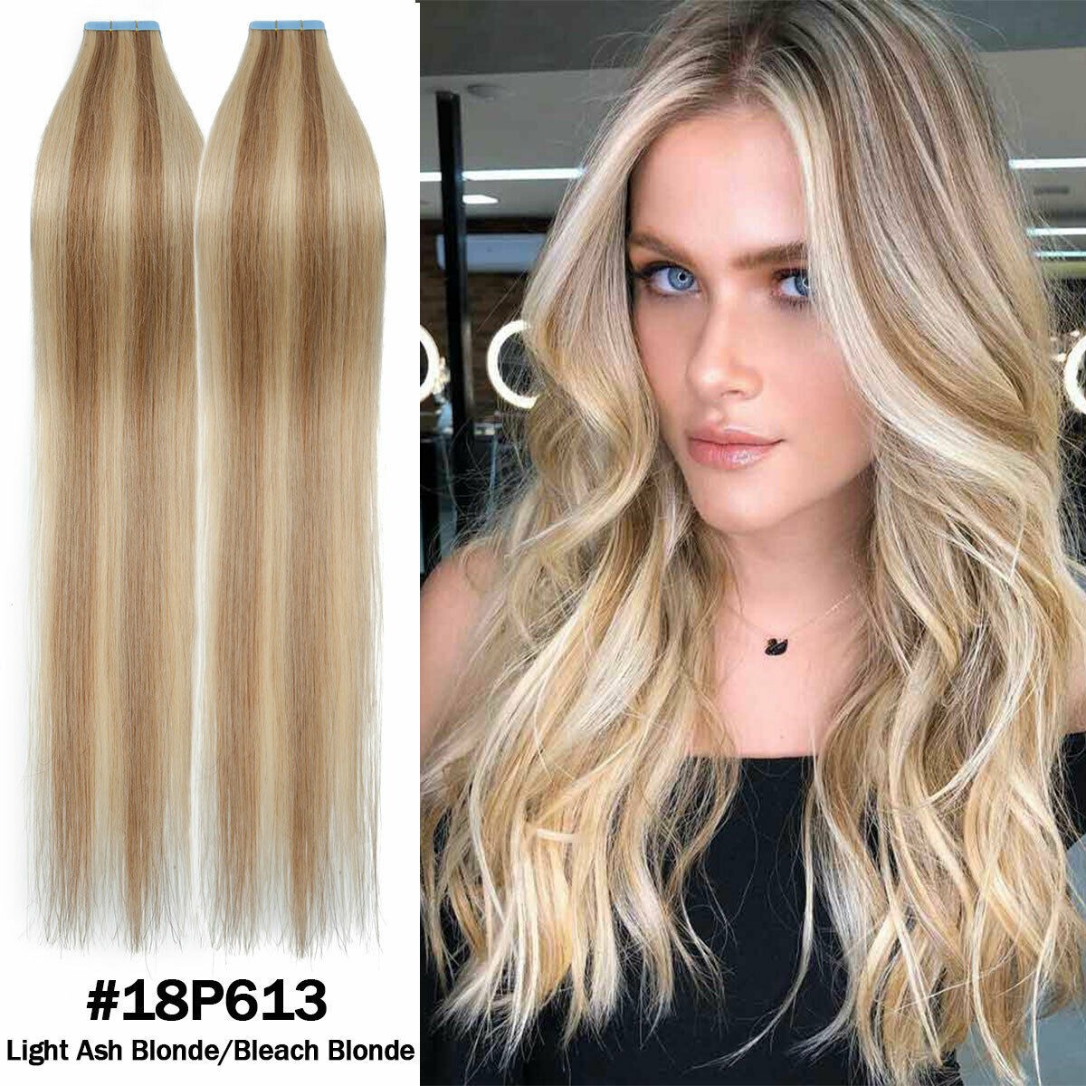Tape in Human Hair Extensions Invisible Adhesive Glue Skin Weft Remy Hair16-26in