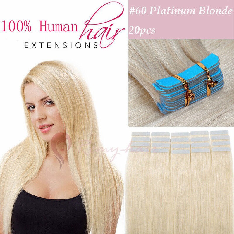 Tape in Hair Extensions Real Human Hair Invisible Skin Wefts Premium Remy Thick