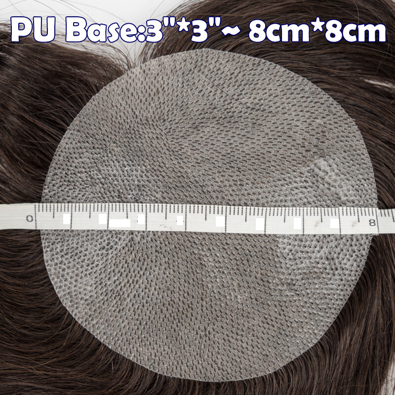 Thin Skin PU Toupee Human Hair Patch Full PU Skin Base Cover-Up Topper Pieces US