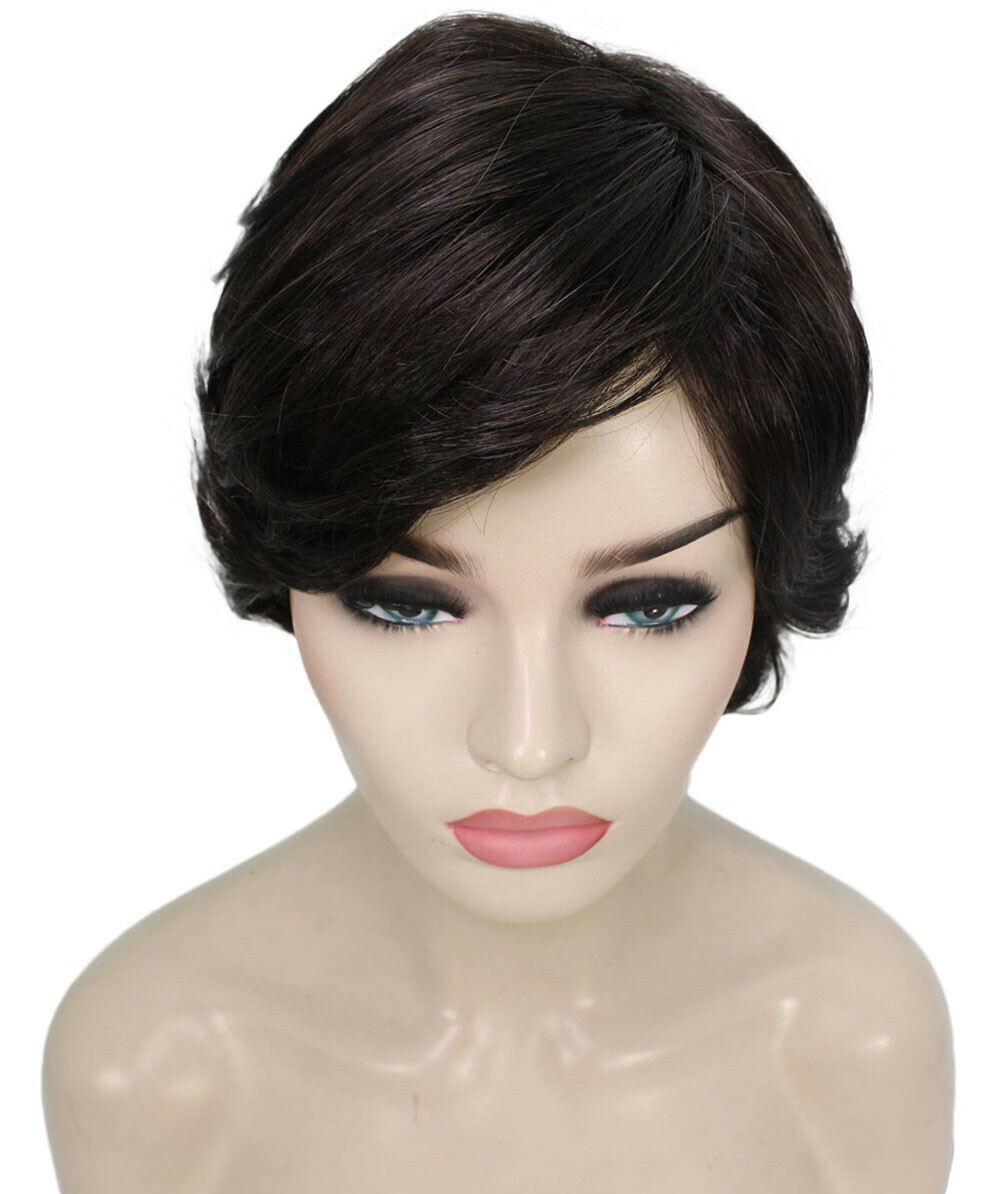 Lana – Straight Kanekalon Synthetic Fiber Full Wig, 3.25 – 6.5 in, Off Black