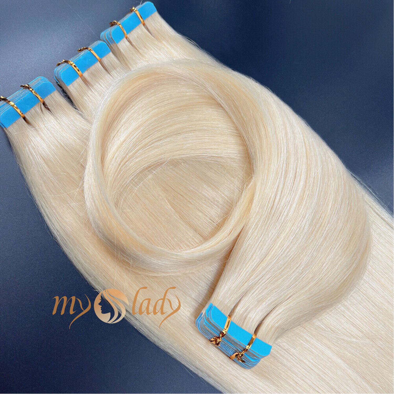 THICK 100G Tape In 100% Remy Human Hair Extensions Skin Weft FULL HEAD Blonde US