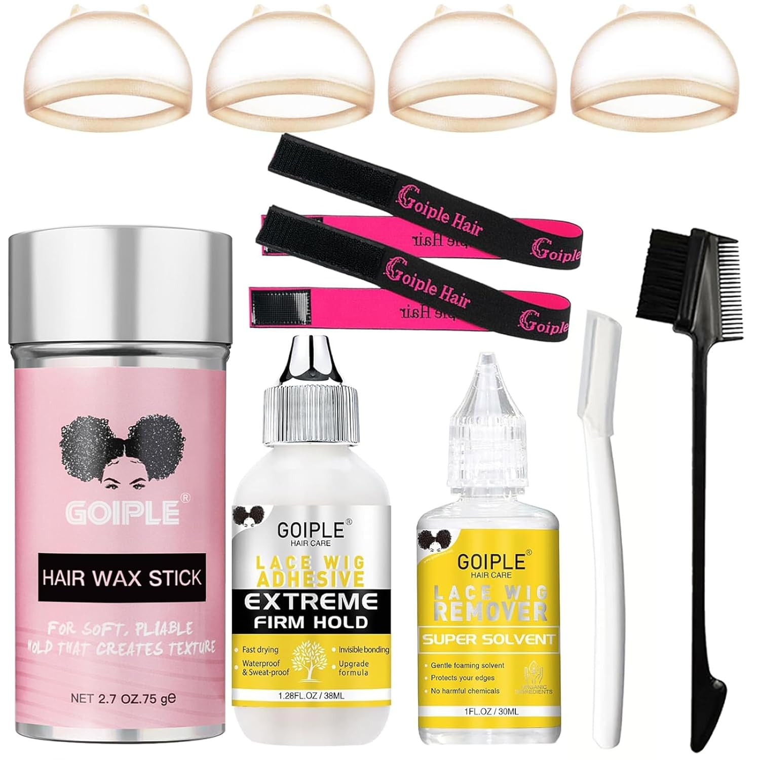 Lace Wig Glue Kit Lace Front Glue Kit for Wigs, Strong Hold Adhesive for Wigs an