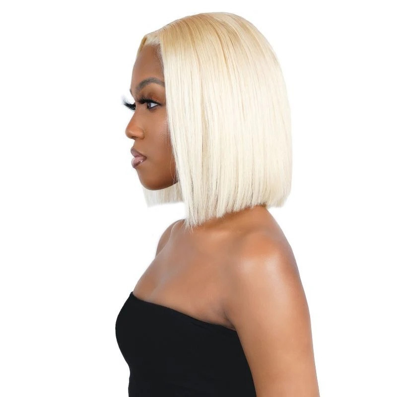 Virgin Hair Blonde Straight 4×4 Transparent Bob Closure Construction Lace Wig 12