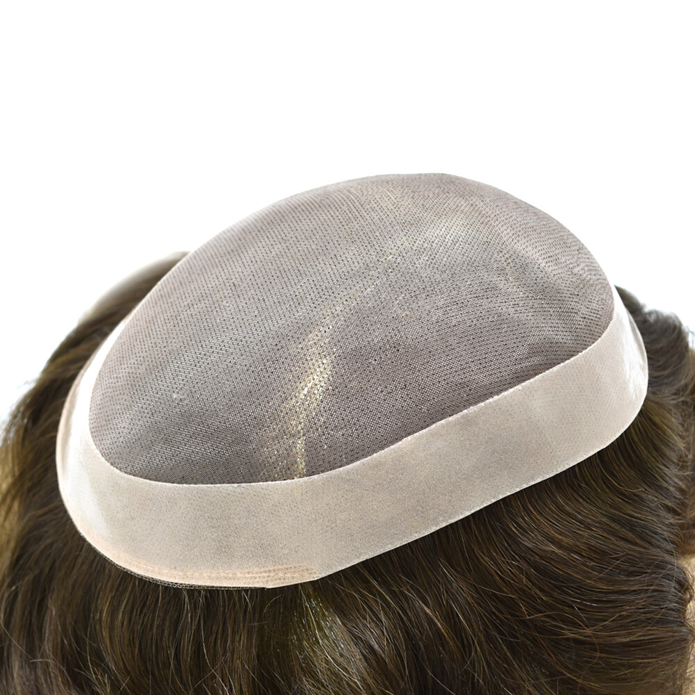 Mens Human Hair Replacement System Hairpiece Fine Mono Poly Skin Toupee