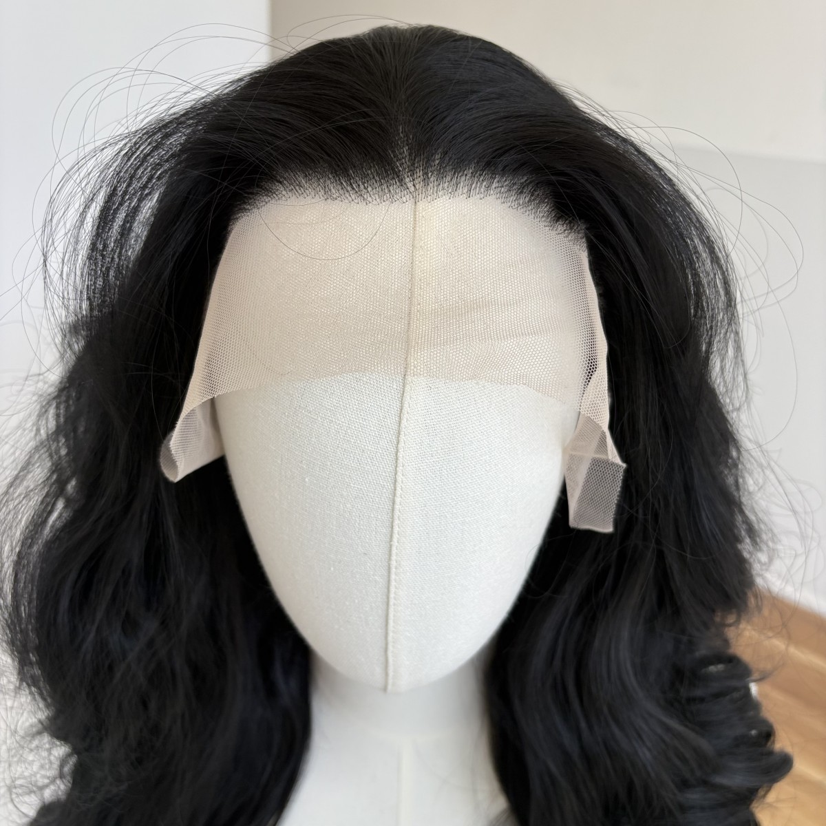 Women Long Wavy Synthetic Hair Heat Resistant Off black Lace Frontal Wig