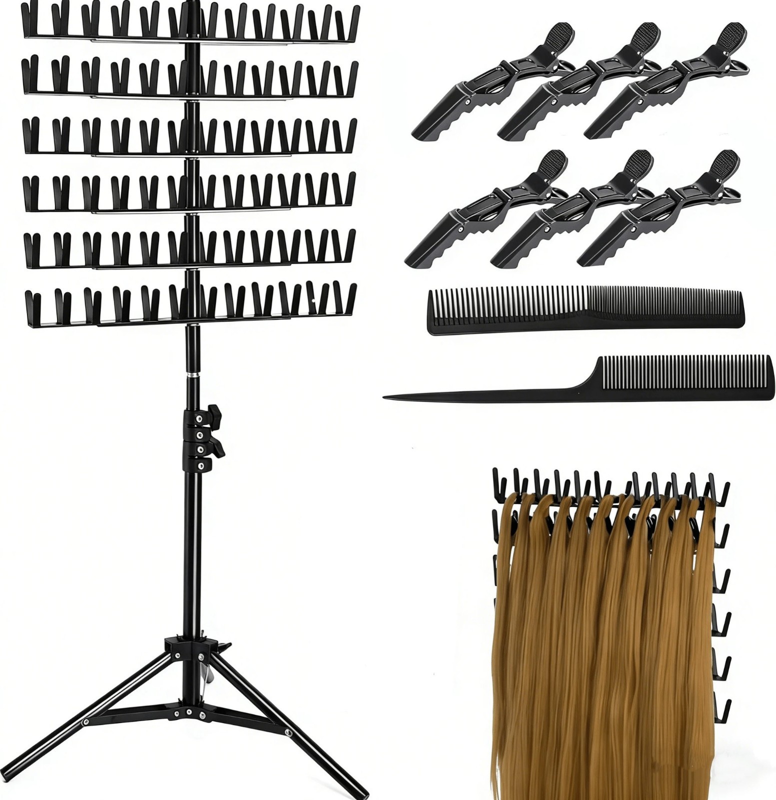 Braiding Hair Rack Hair Extension Holder Flexible 144 Pegs Salon Home Travel Cut