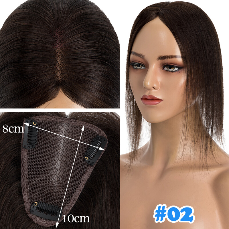 Full Lace Topper Clip in Real Remy Human Hair Toupee 8x10CM Hairpiece Free Part