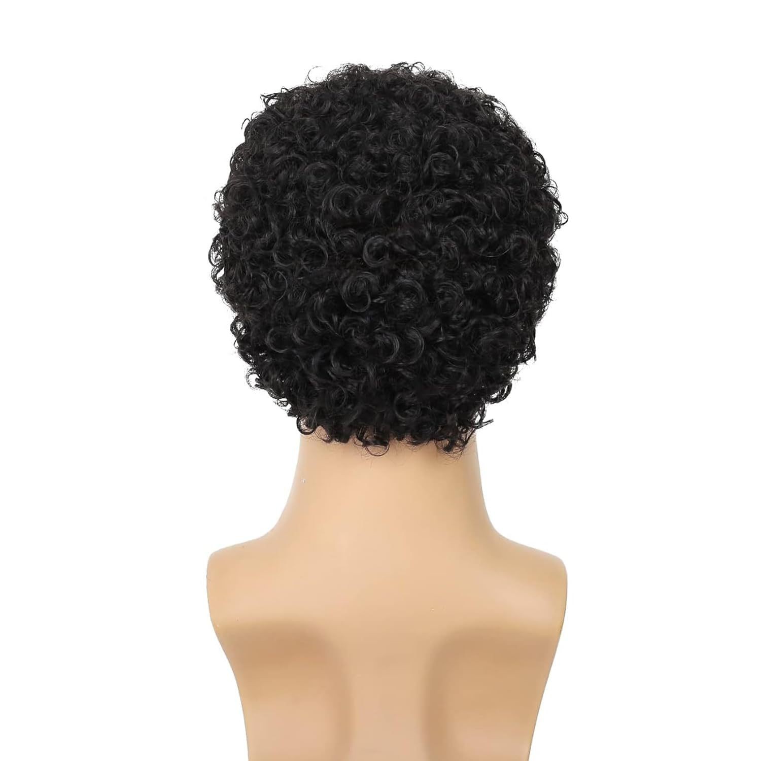 Men’s 4in Short Black Curly Wig Full Cosplay Party Synthetic Heat Resistant