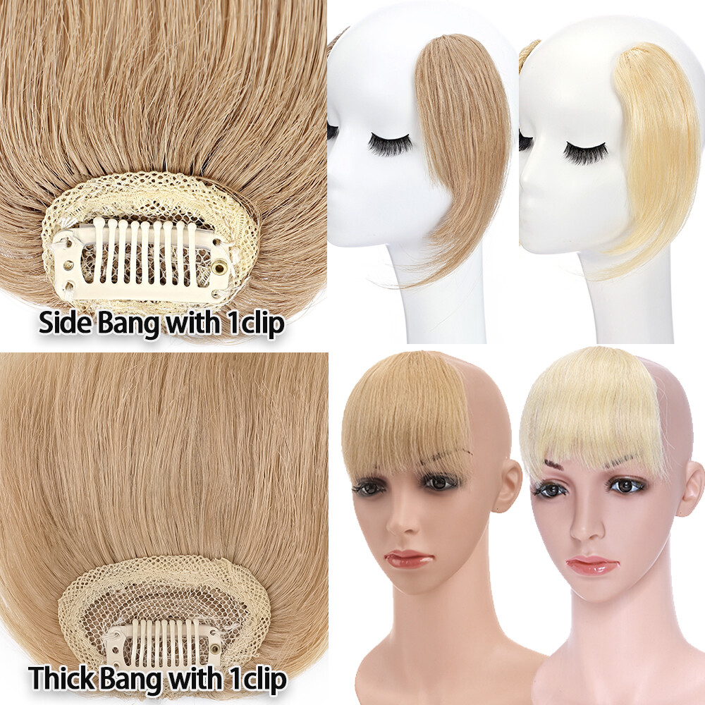 100% Remy Human Hair Bangs Extensions Clip In One Piece Front Fringe Hair Piece