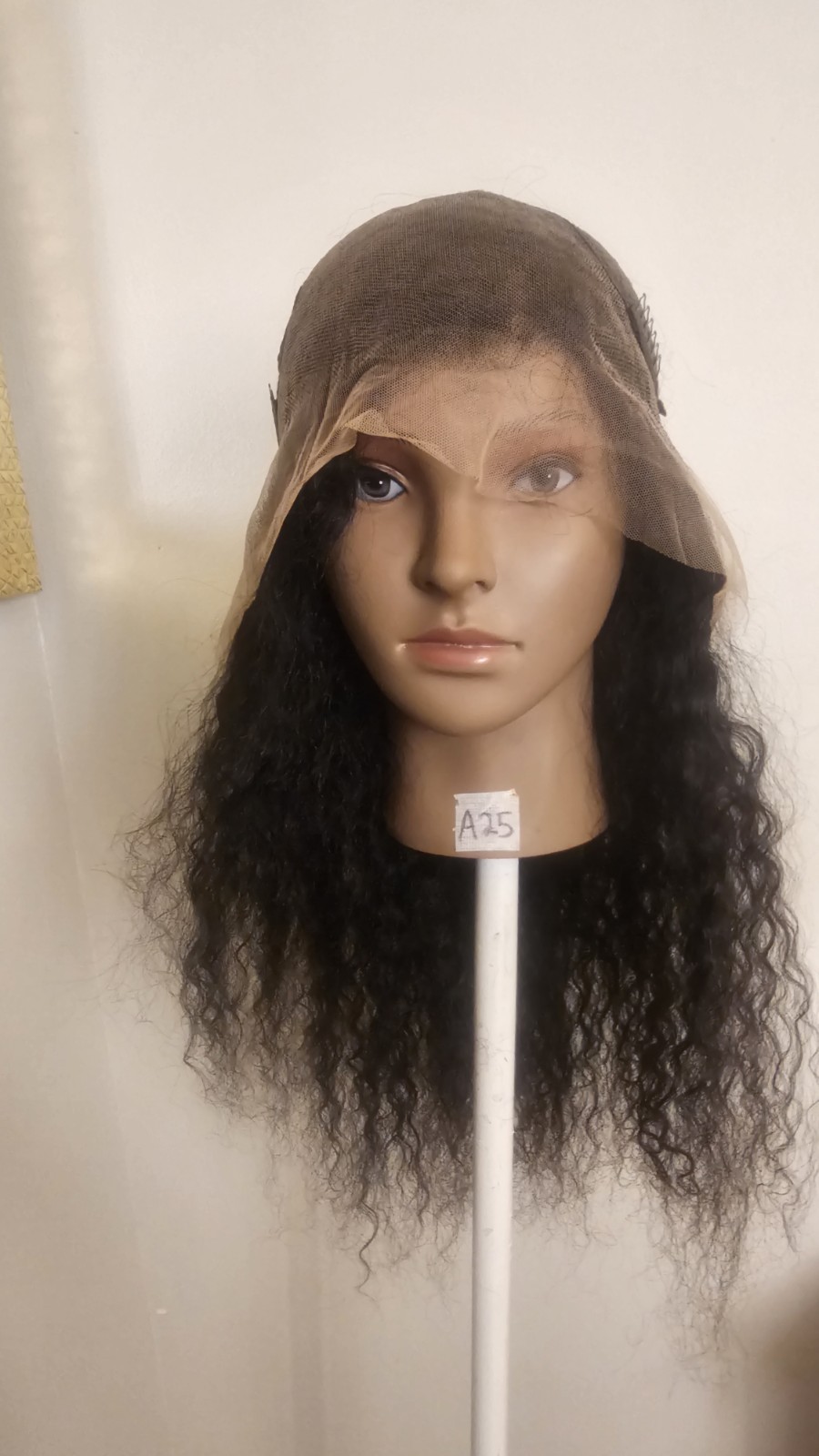 High-Quality Regular Top 24″ natural black 150% Virgin Human Hair Lace Wig