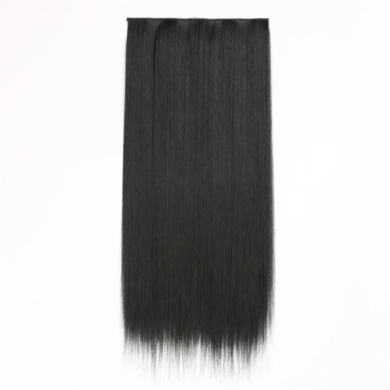 24in Synthetic Long Straight Clip In One Piece Hair Extension 5 Clips Fake Hair