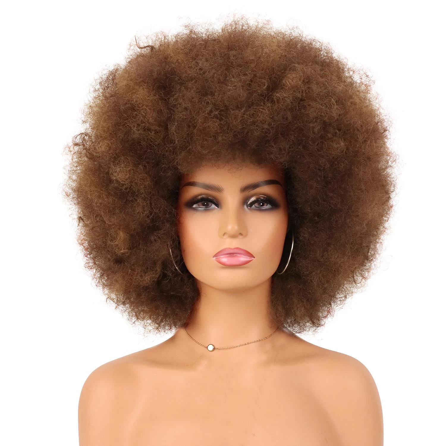 Fluffy Bouncy Afro Puff Wig Short Synthetic Kinky Curly Hairpiece for Women