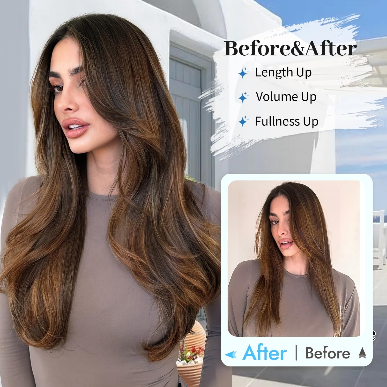 Clip in Synthetic Hair Extensions Layered Long Wavy 5PCS Thick Hairpieces Dar…