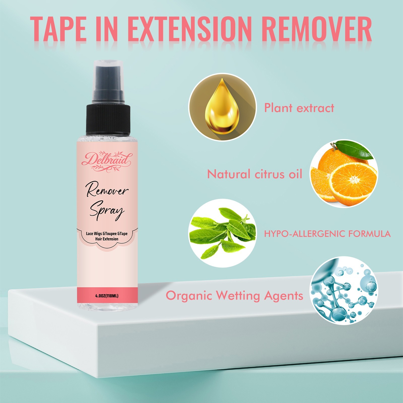 Lace Wig Glue Remover Tape 4oz Fast Acting Adhesive Remover DELBRAID.