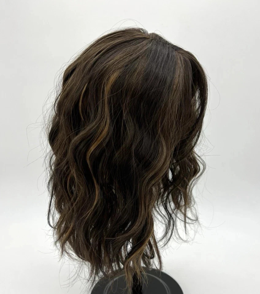 Human Hair New Fashion Elegant Women’s Natural Dark Brown Wavy Wigs 14 In