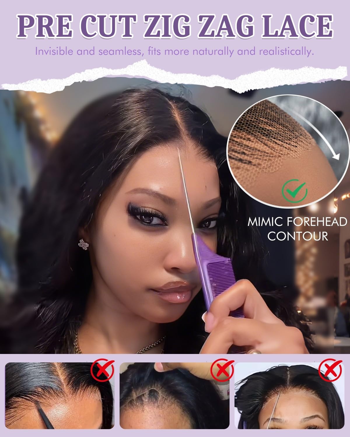 26 Inch 7×6 HD Lace Front Glueless Body Wave Wig – Pre Plucked, 250 Density, Nat