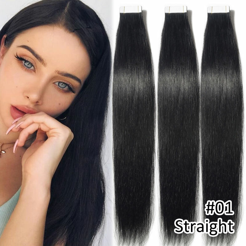 Thick 20-60pcs Tape In Remy Human Hair Extensions Skin Weft FULL HEAD BALAYAGE w