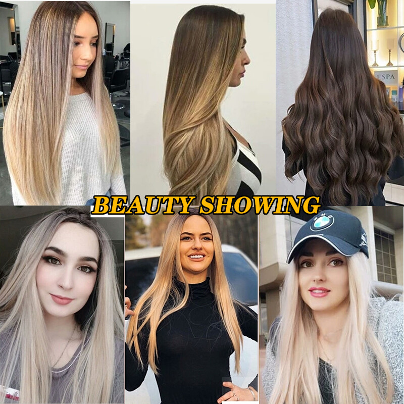 Russian Virgin Tape In Human Hair Extensions Balayage Full Head Straight USPS 50