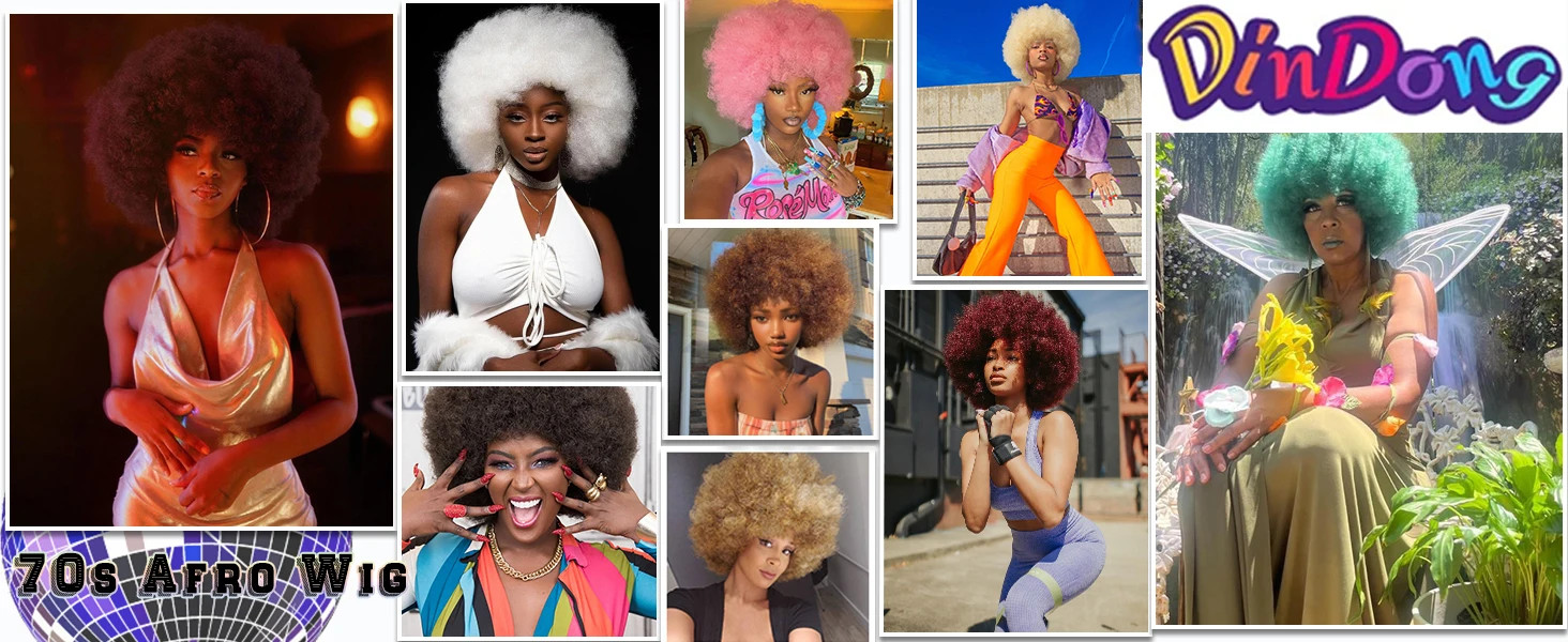 Fluffy Bouncy Afro Puff Wig Short Synthetic Kinky Curly Hairpiece for Women