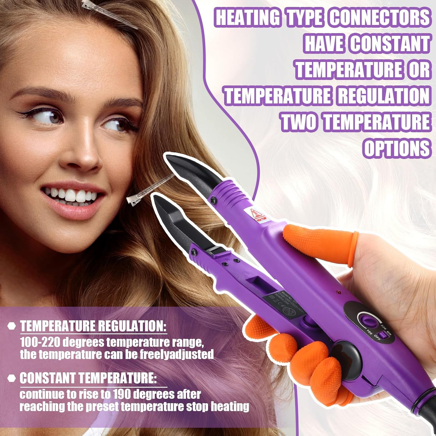 Lothee Fusion Hair Extension Heat Iron with Keratin Beads, Fusion Glue Protector