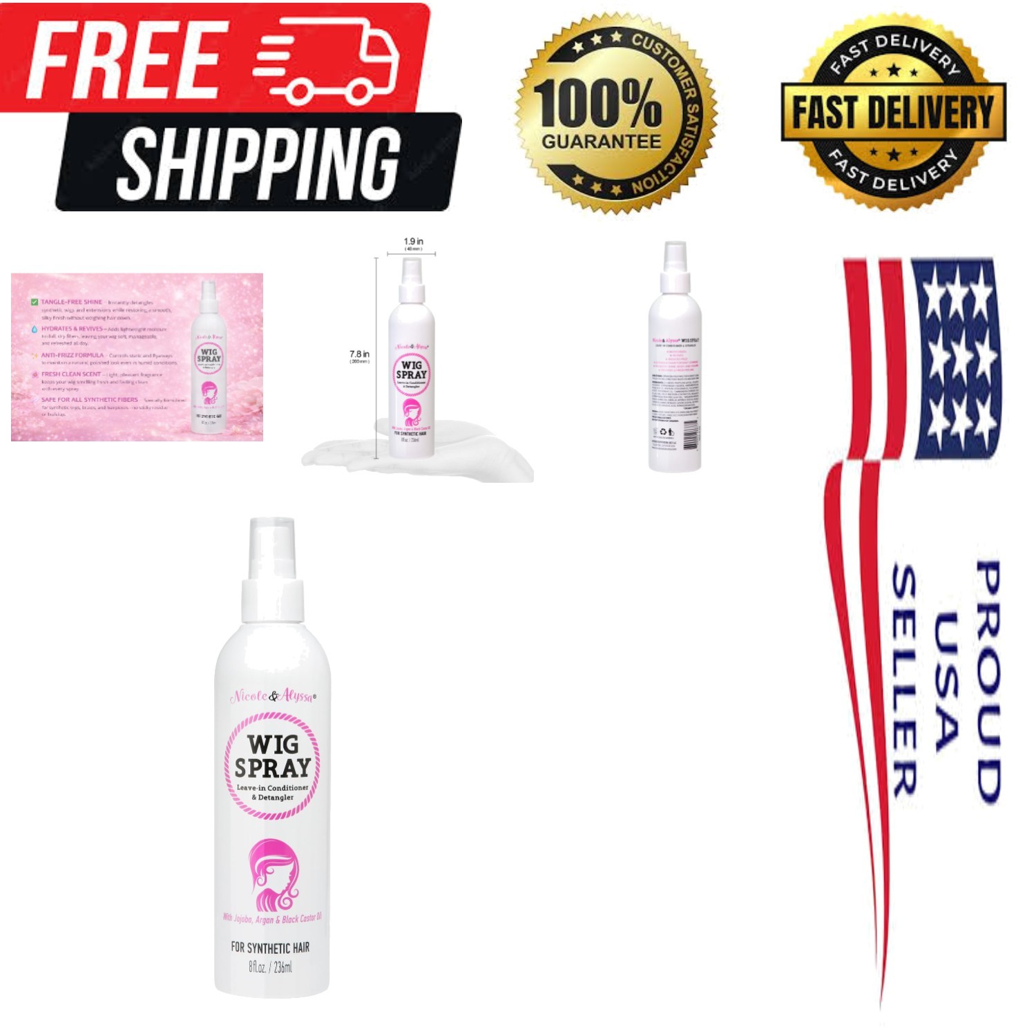 Nourishing 8oz Wig Spray with Jojoba & Argan Oil – Revive Your Synthetic Hair