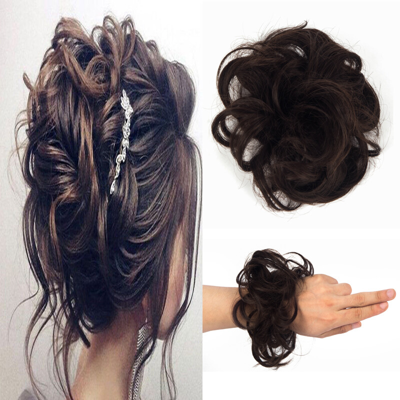 Curly Messy Bun Hair Piece Scrunchie Updo Cover Hair Extension Real As Human New