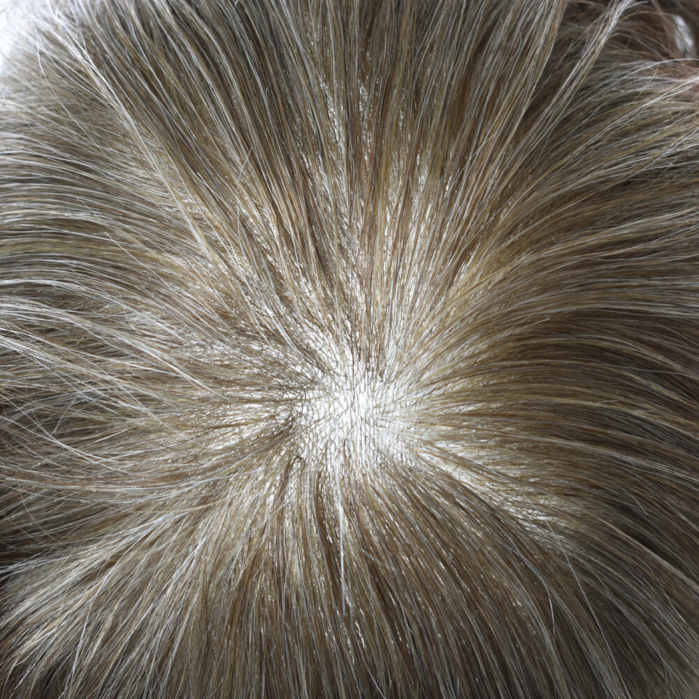 Thin Skin Mens Toupee Human Hair Replacement System V-Loop Poly Pu
