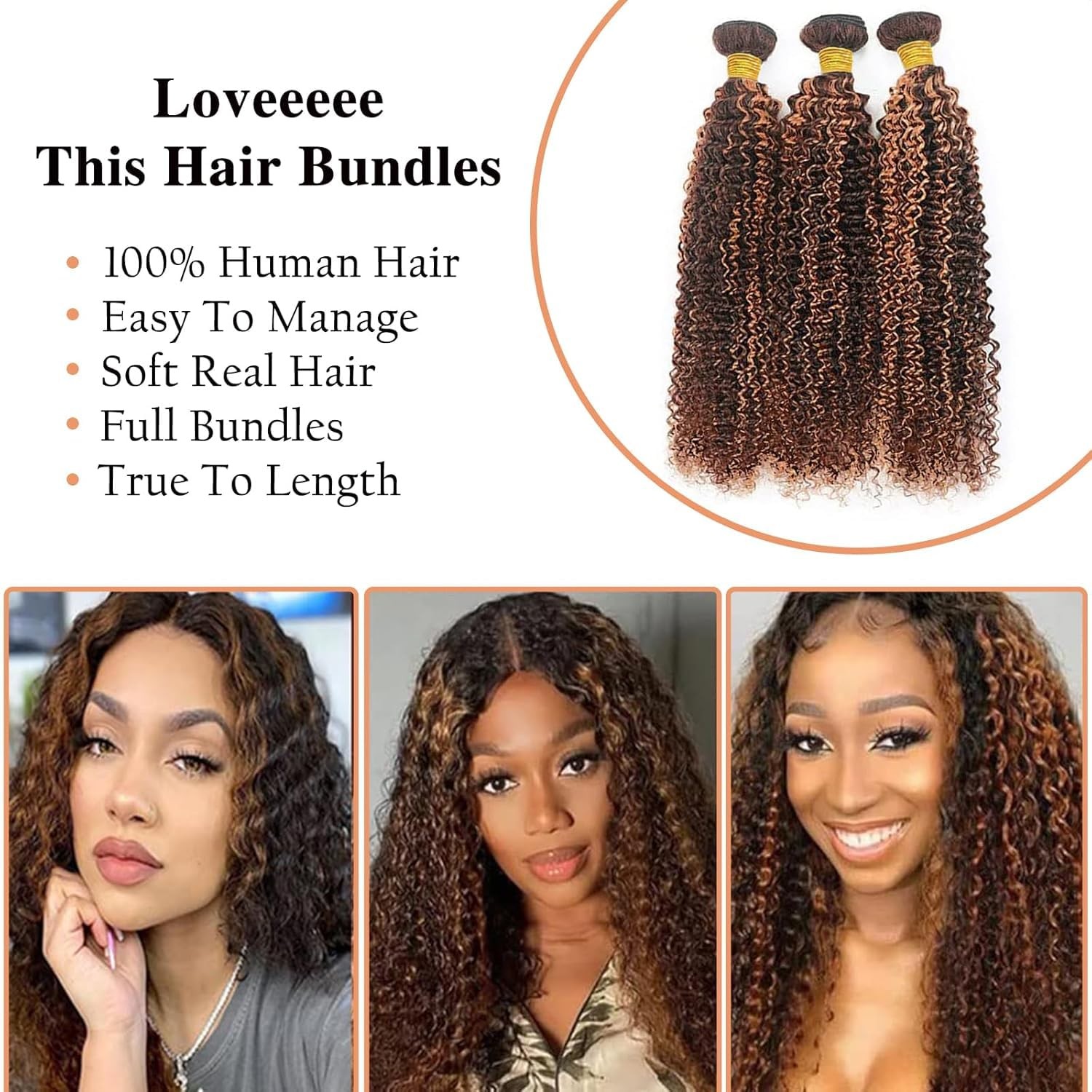 Giginger Jerry Curly Human Hair Bundles 22 24 26 Inch Brazilian Chocolate Brown