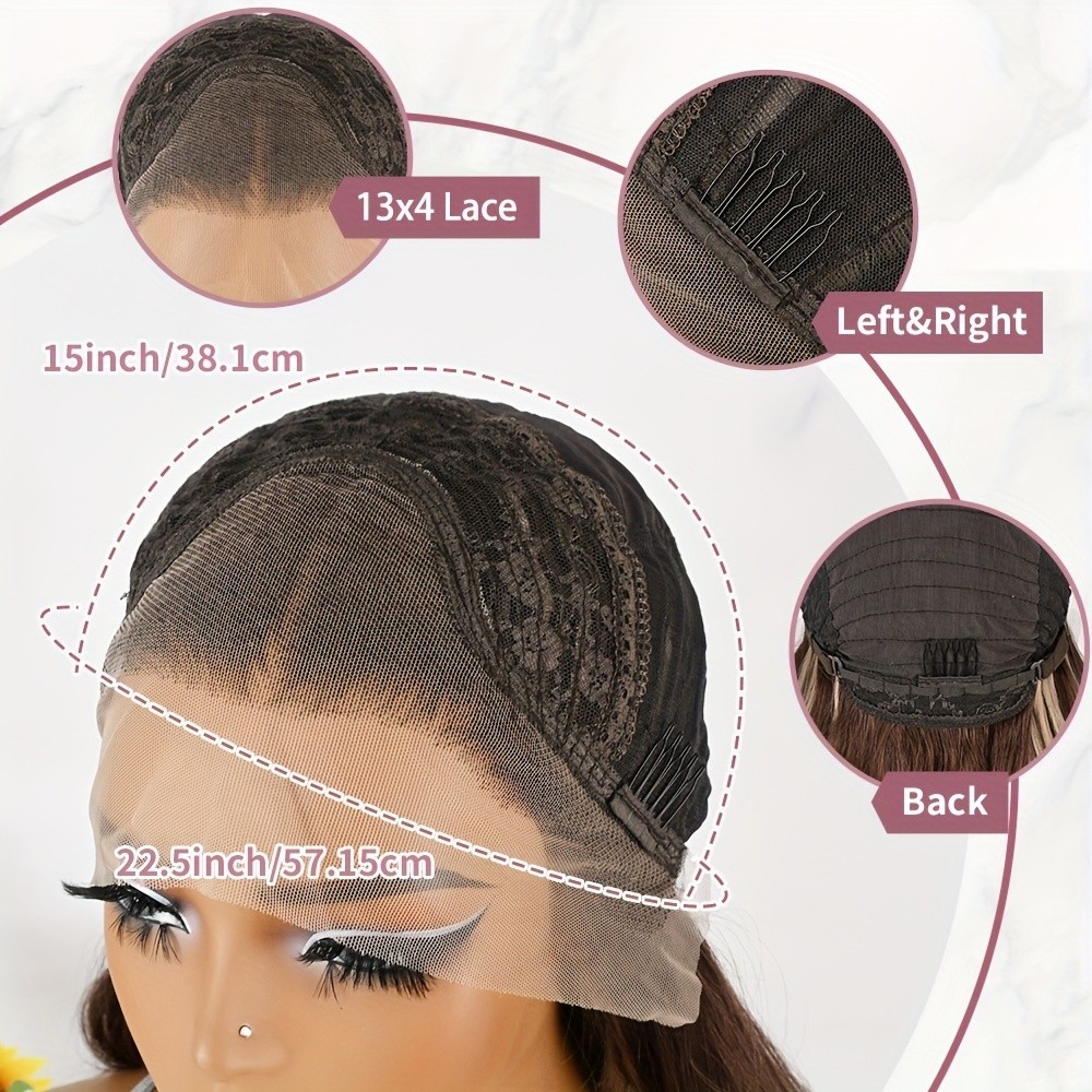 Brown Color Hair Blonde Highlights Lace Front Wig Pre Plucked Hairline Body Wave