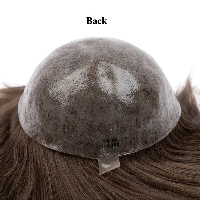Men’s Hair Toupee 100% Human Hair Skin Base 8×10 30mm Wave Natural Black