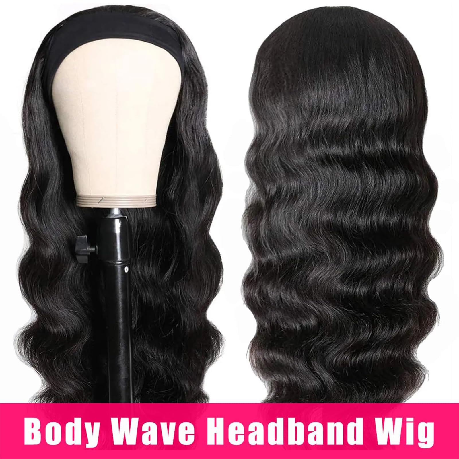 Hertune Headband Wig Human Hair Body Wave Human Hair Wigs 20 Inch Brazilian