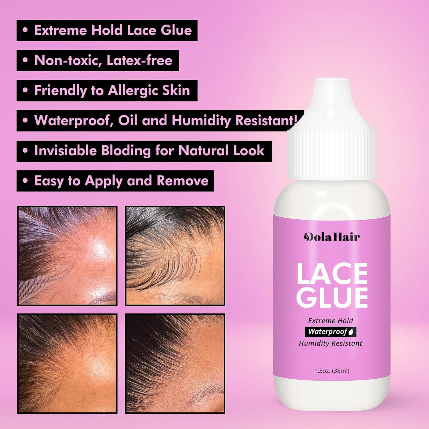 Dolahair Extreme Hold Lace Glue for Wigs, Waterproof, Invisible Bonding, 1.3