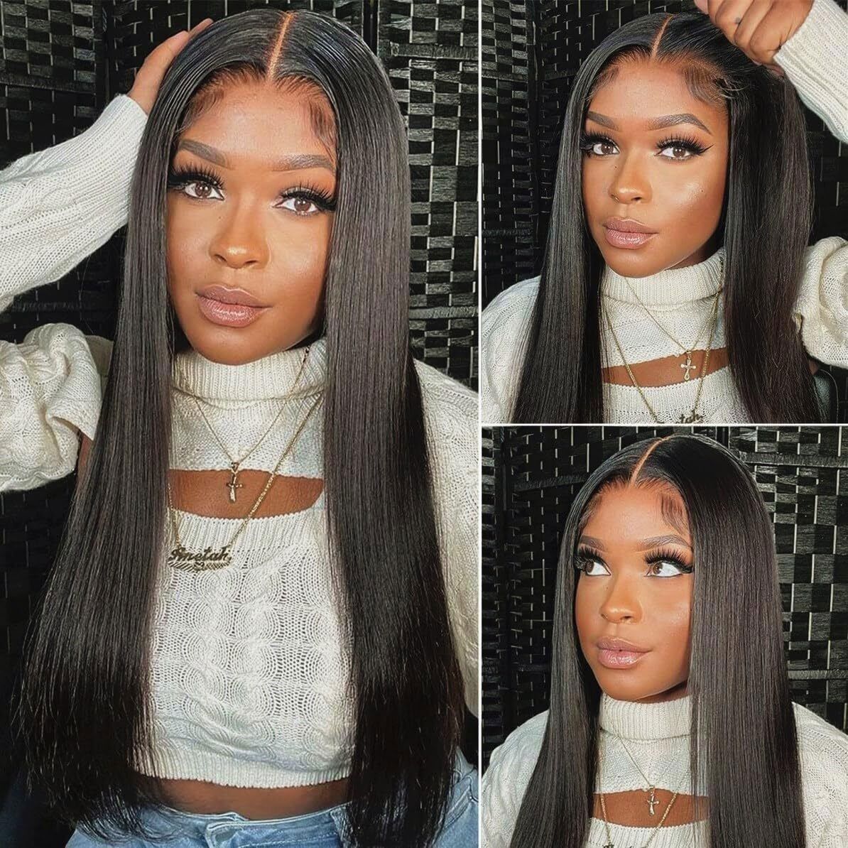 32 Inch Straight Lace Front Wig Human Hair 4×4 Lace Closure Wigs for Women
