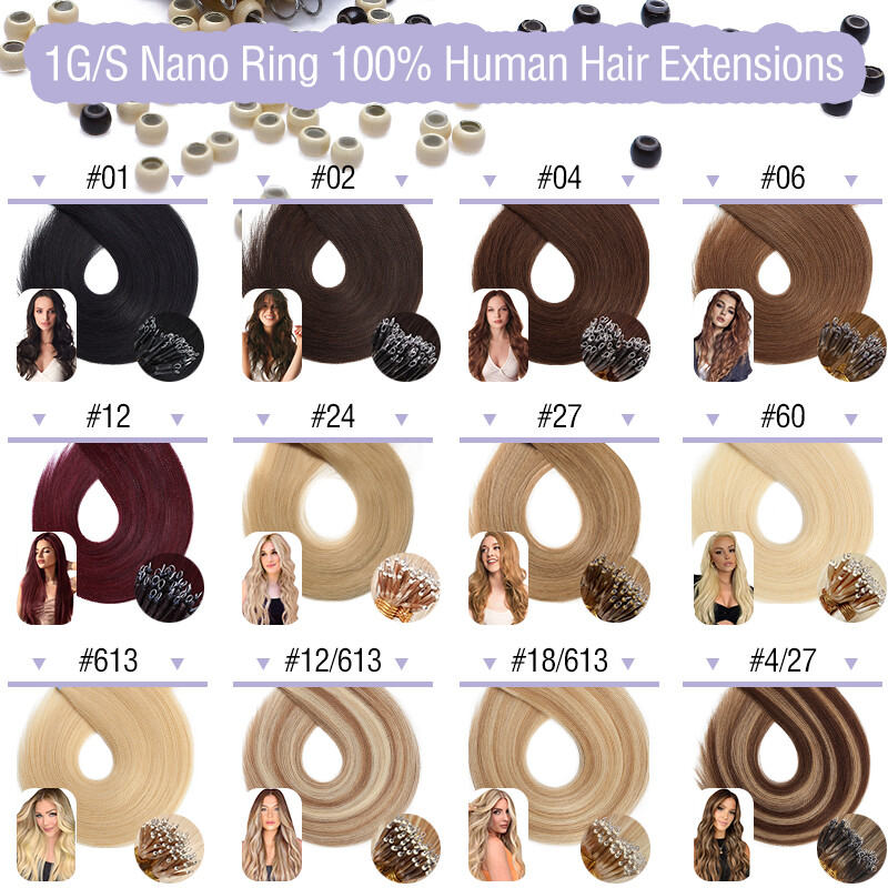 CLEARANCE Nano Ring Beads Micro Loop Link Tip Real Human Remy Hair Extensions