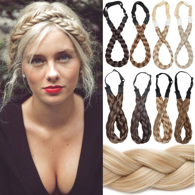 BRAIDED Hair Plait Thick Chunky Headband French Twist Braid Band Fake Extension