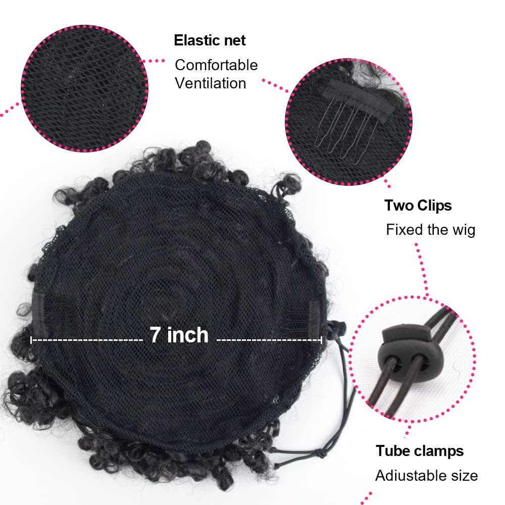 Curly Wavy Afro Puff Drawstring Ponytail 6 Inch 80g Natural Black Loose Wave