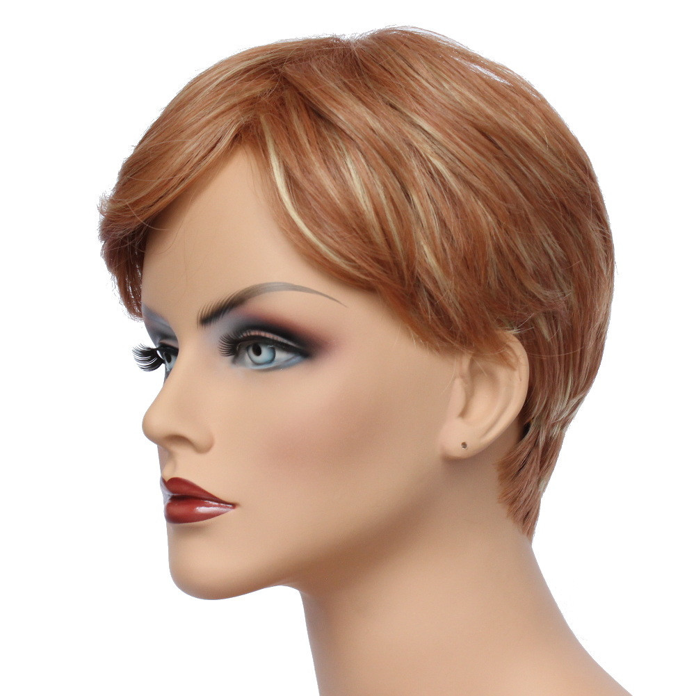 Classic Cap women Synthetic straight Short Reddish Brown full wig HengFeng ZP27