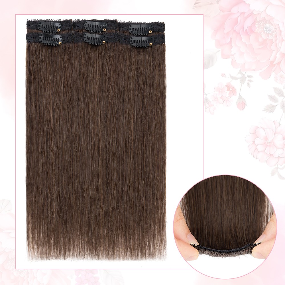6Pieces 6Clips in 100% Real Human Hair Extensions Add Volume Lace Weft Highlight