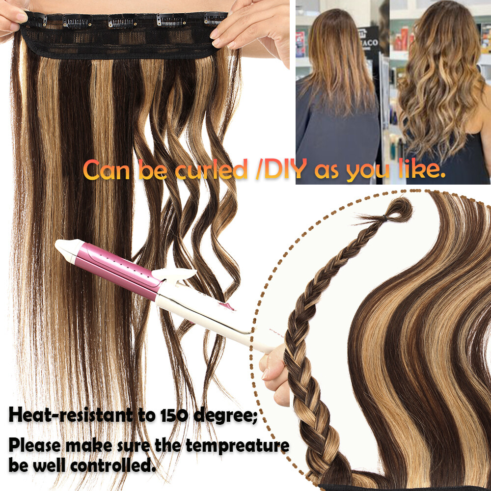 Soft Silky One Piece 100% Remy Human Hair Clip In 3/4 Full Head Extensions THICK