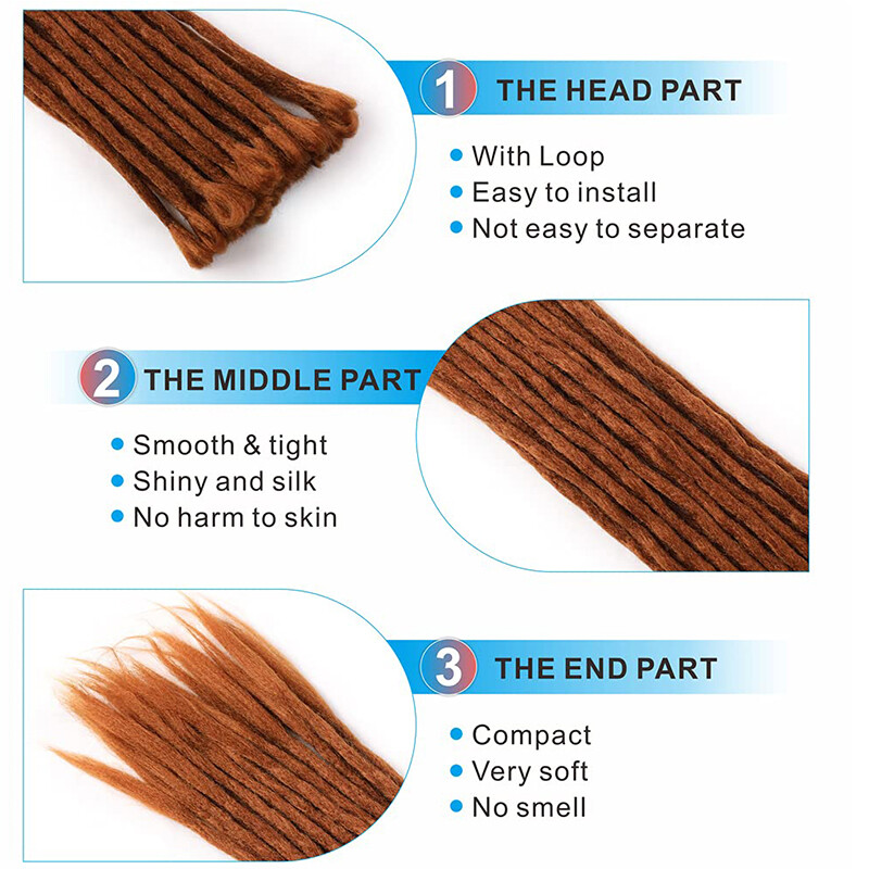 Long Ombre Dreadlocks Hair Extensions Synthetic Crochet Braiding Dreads Locs US