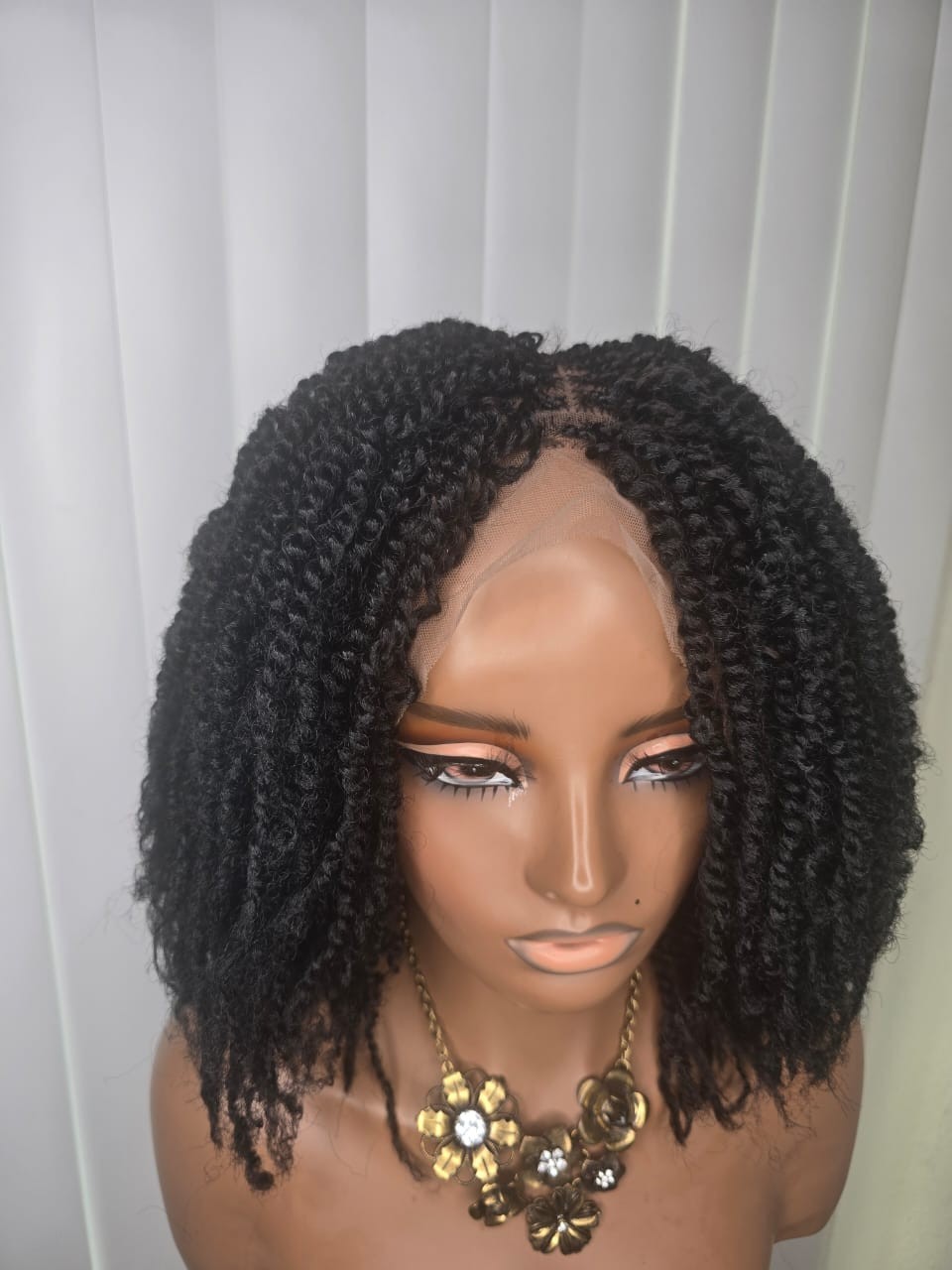 Black 360 Full Lace Kinky Twist Synthetic Braided Wig – Natural, Classy & Ready