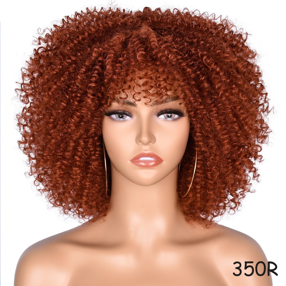 Multi-color Afro Kinky Curly Short Wig Synthetic Full Head Wig For Women