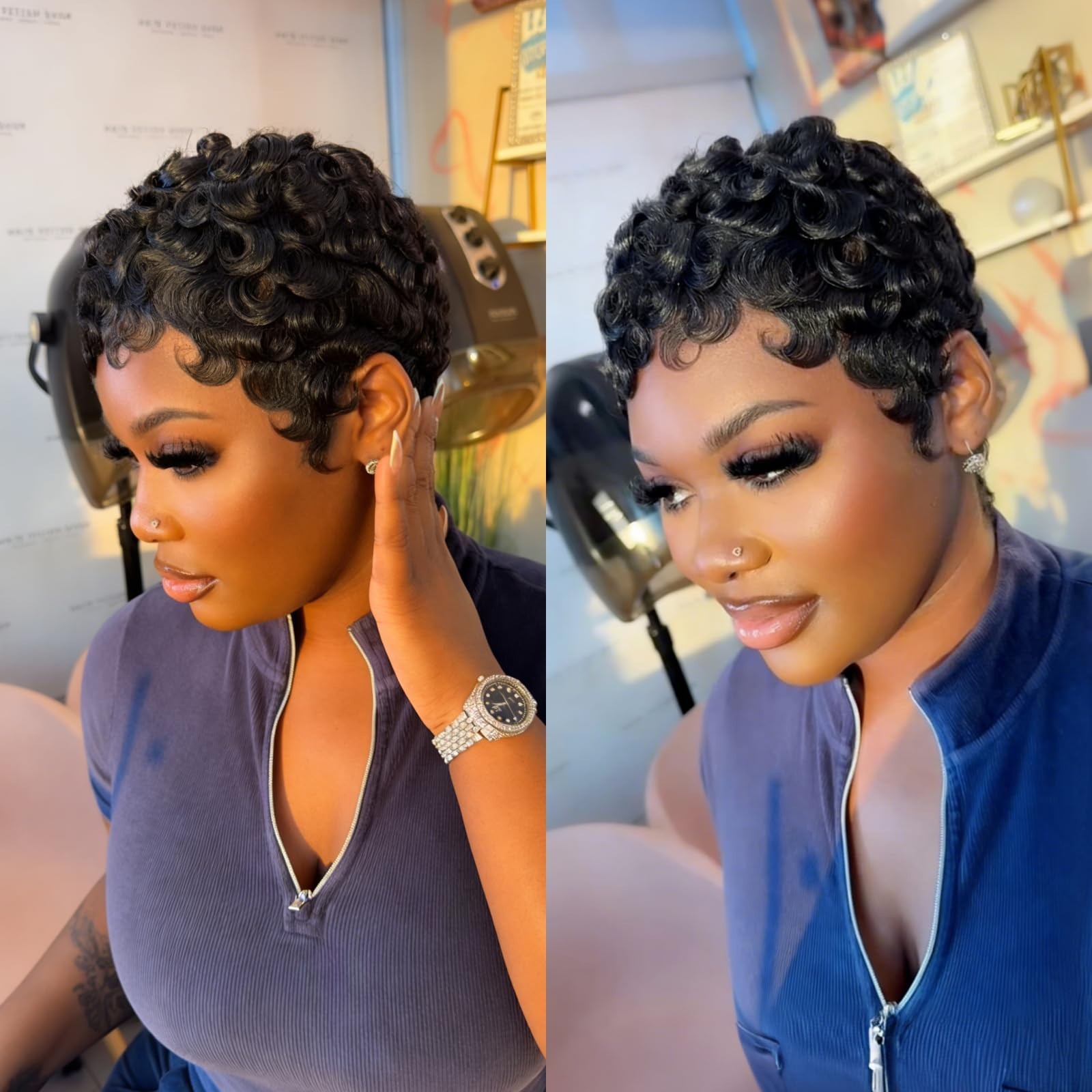 Short Curly Pixie Cut Wig for Women – 6 Inch Human Hair, Glueless, Ready to Wear