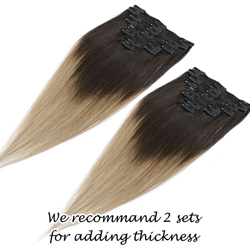 CLEARANCE Highlight Human Hair Seamless Clip in Remy Hair Extensions Full Head a