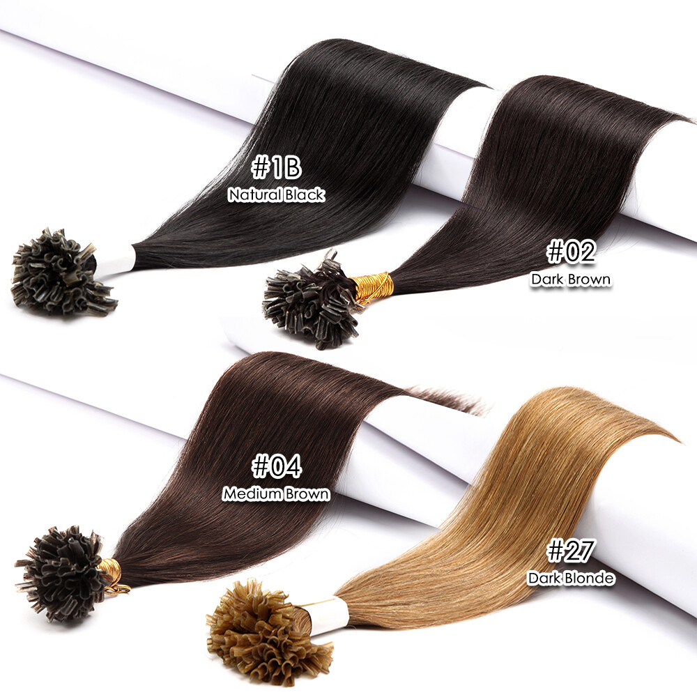 Nail U Tip THICK Keratin Real Remy Human Hair Extension 16-24 Thick Russian Glue