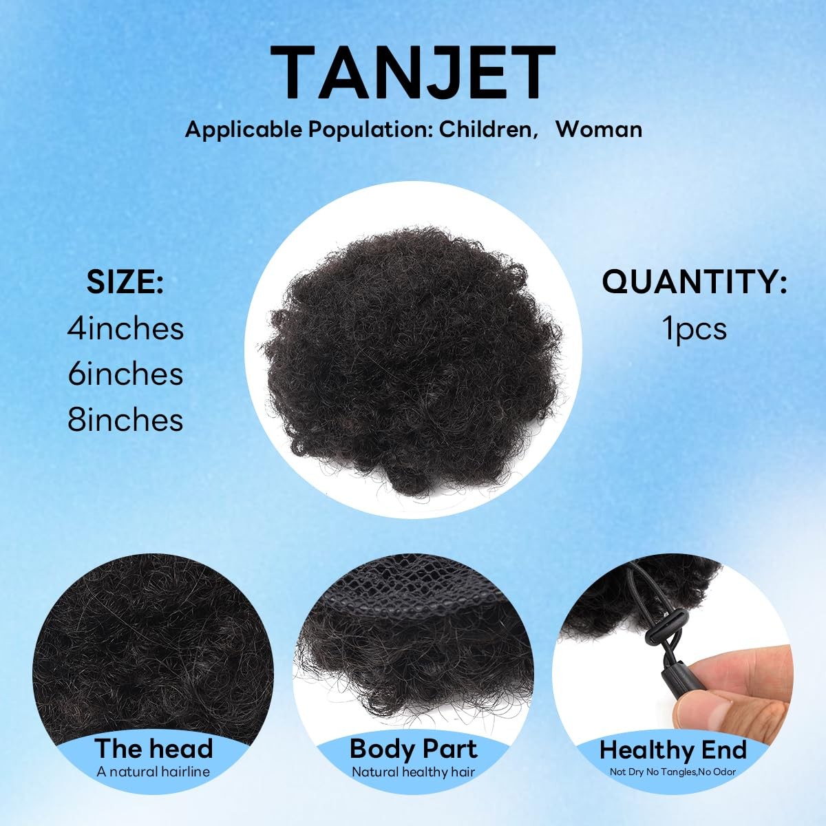 Afro Puff Drawstring Ponytail 4 Inch Curly 100% Remy Human Hair – Easy to Wear
