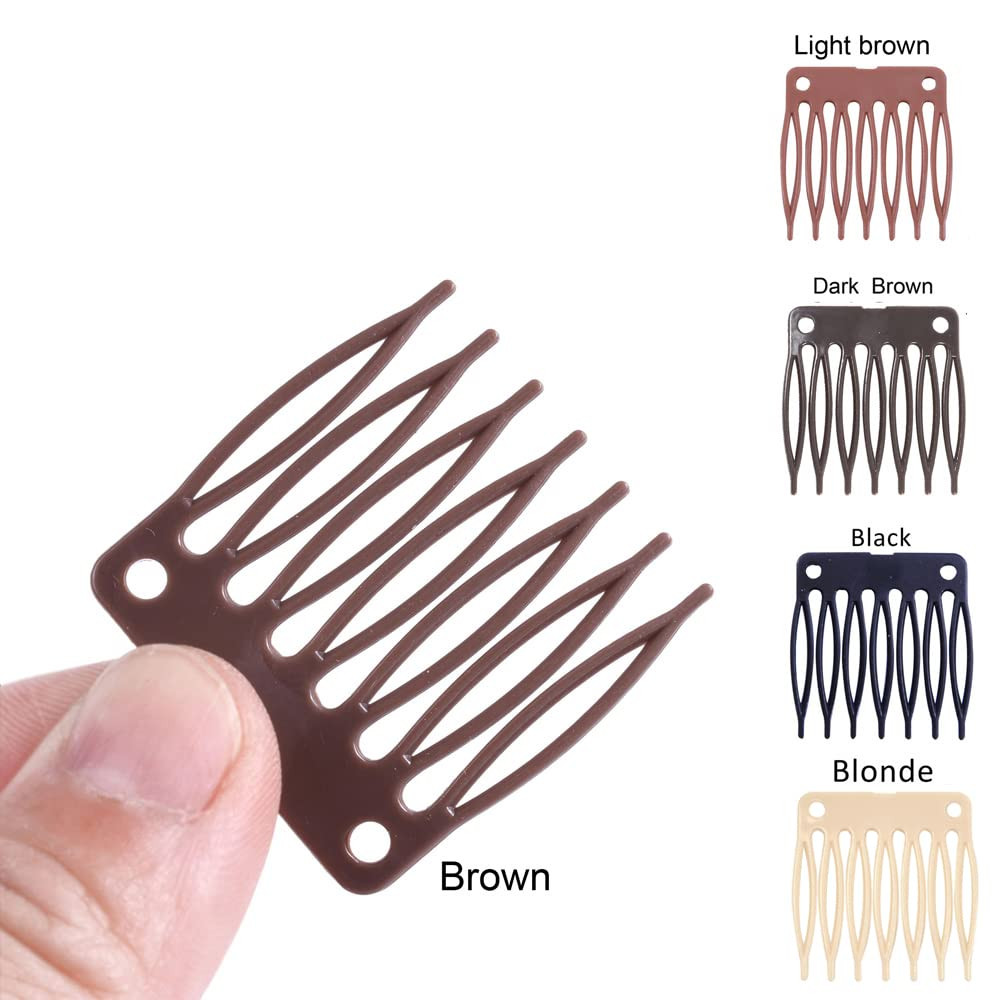 50 PCS Plastic Combs for Wig Making – 7 Teeth Hair Combs, Wig Cap Accessories