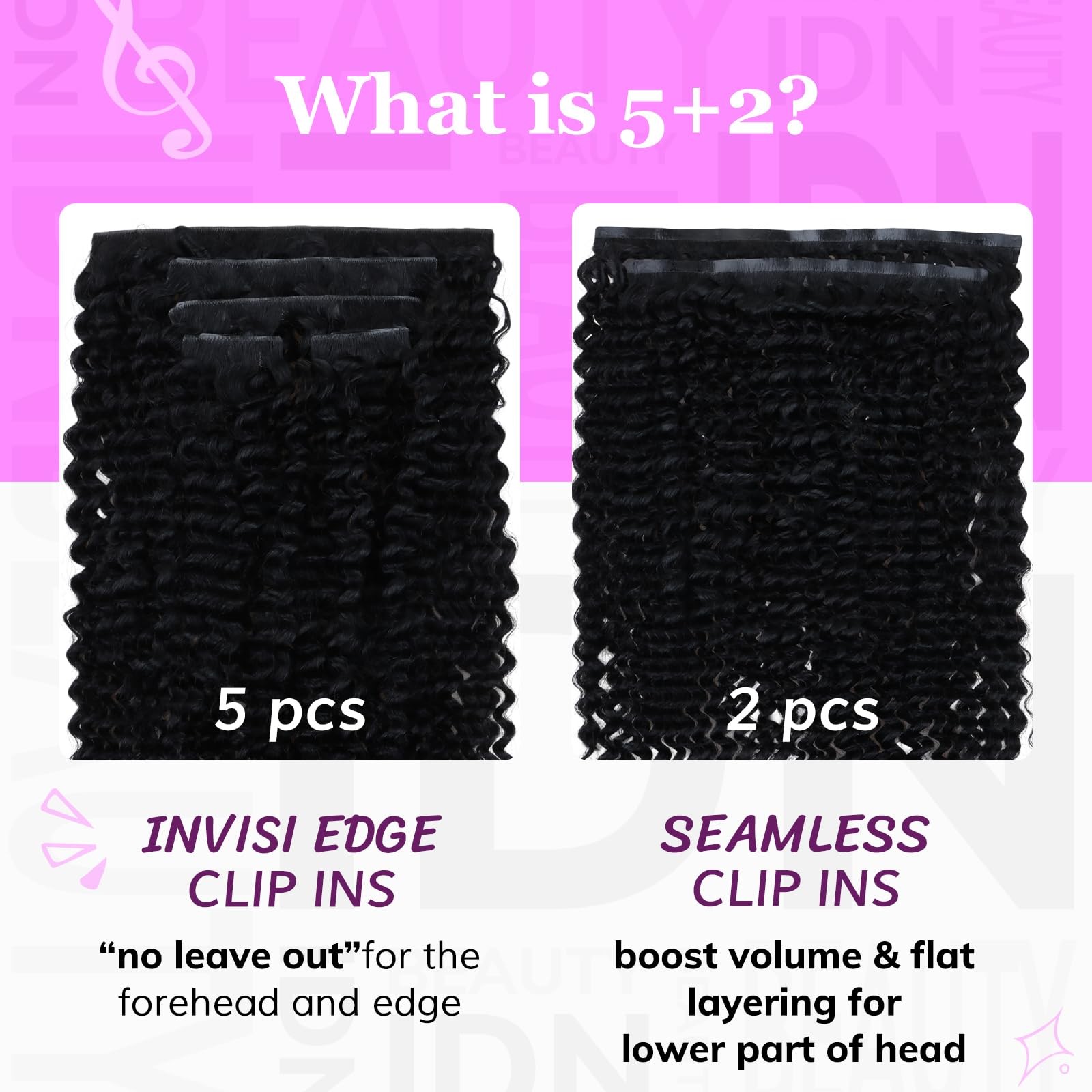 Idn Beauty 52 Invisi Edge Seamless Clip In Hair Extensions Human Hair Combo
