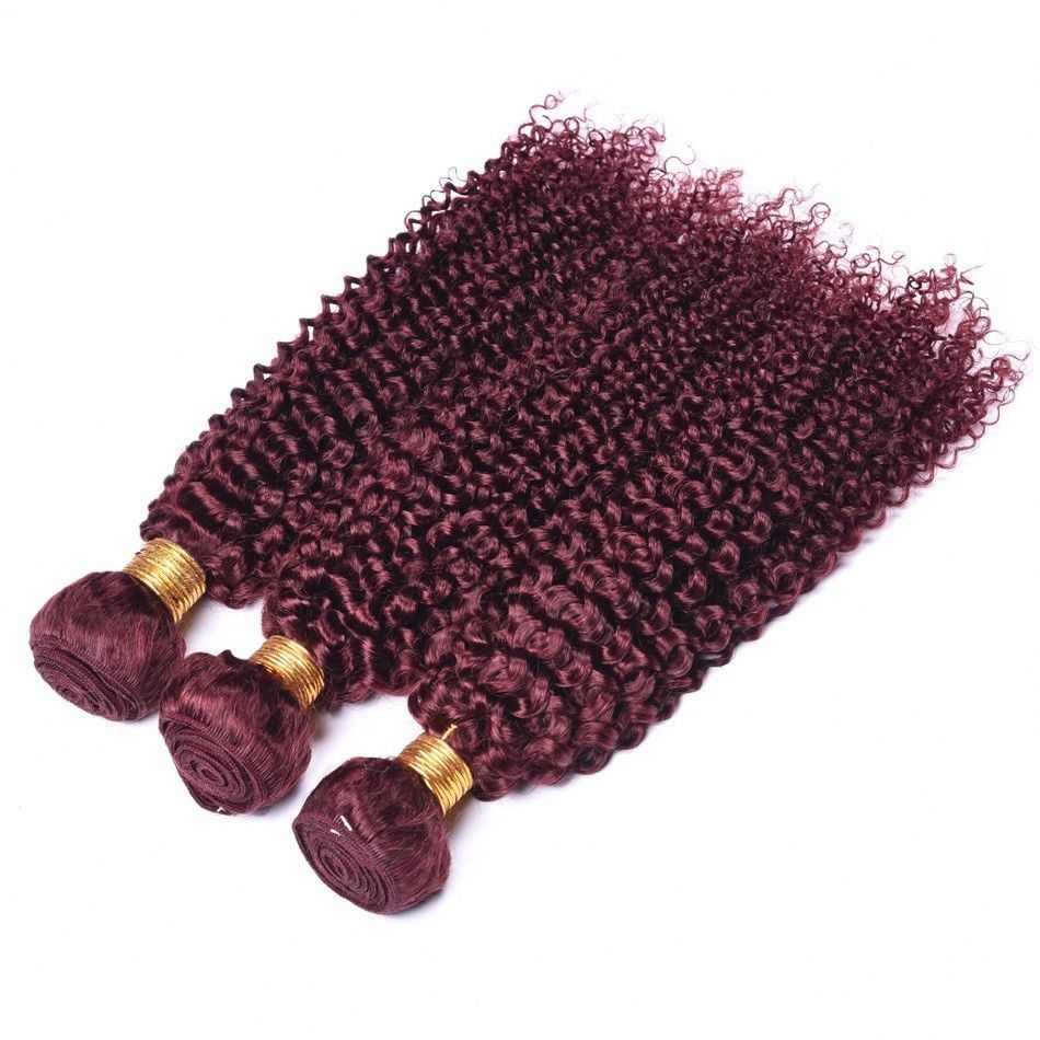 Ali Bundle Burgundy 99J Jerry Curl 100 Virgin Human Hair Extension One Bundle